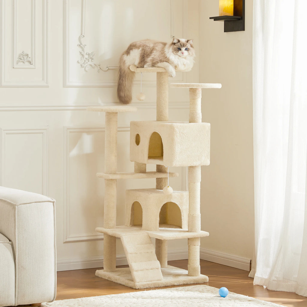 Multi-Level Indoor Cat Tree with Condos and Sisal Scratching Posts