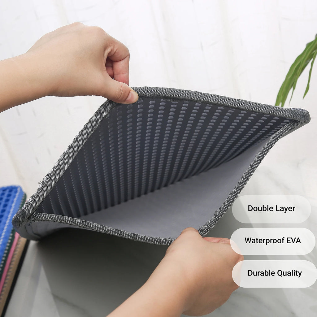Double-Layer Cat Litter Trapping Mat with Rice-Shaped Surface