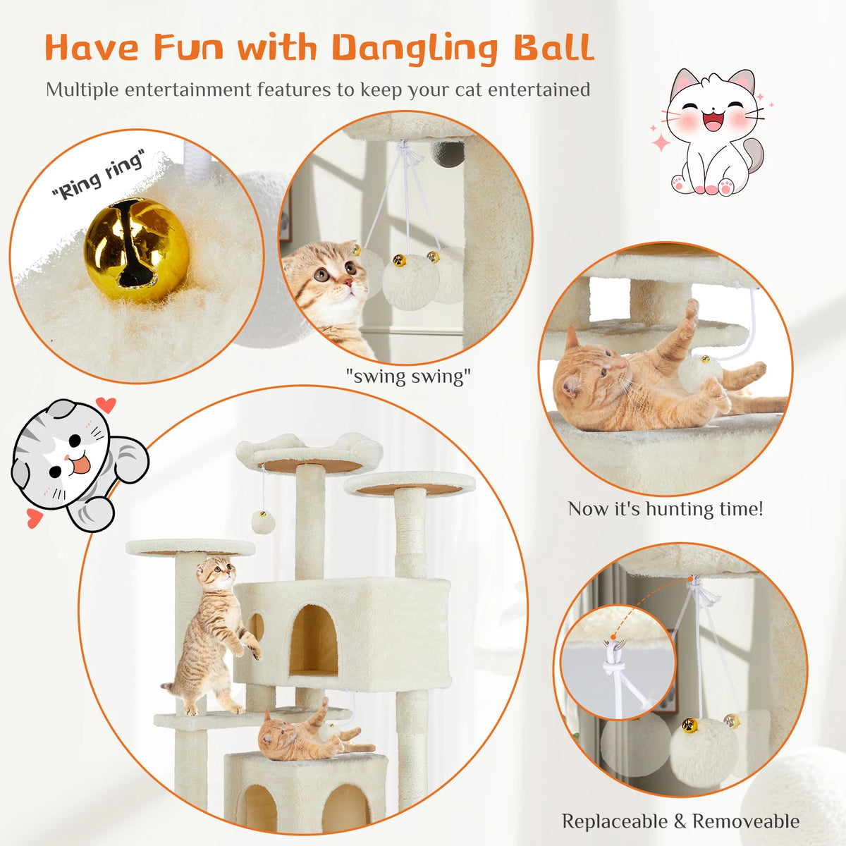 Multi-Level Indoor Cat Tree with Condos and Sisal Scratching Posts