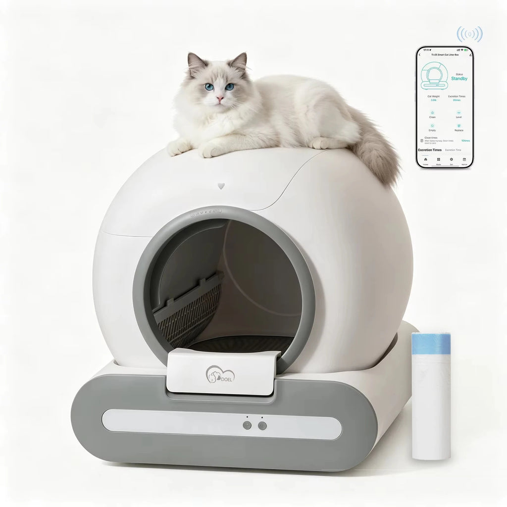 Self-Cleaning Cat Litter Box with App Control and Odor-Seal Door