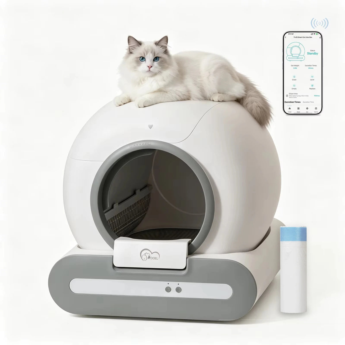 Self-Cleaning Cat Litter Box with App Control and Odor-Seal Door