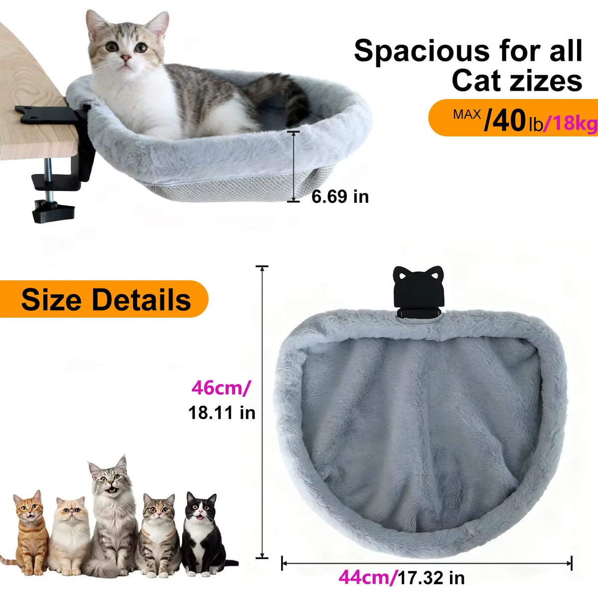 Foldable Sunken Cat Desk Bed for Home Office Cats