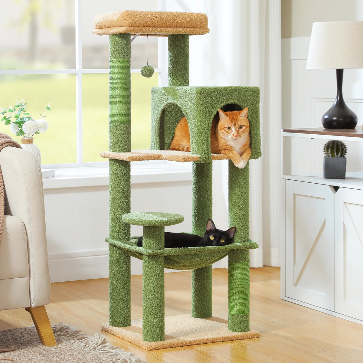 Five-Level Cat Tower with Perch, Condo, Hammock, and Sisal Scratching Posts