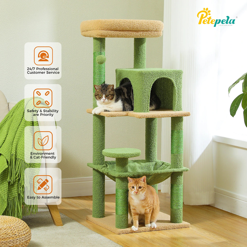 Five-Level Indoor Cat Tower With Hammock, Condo, and Top Perch