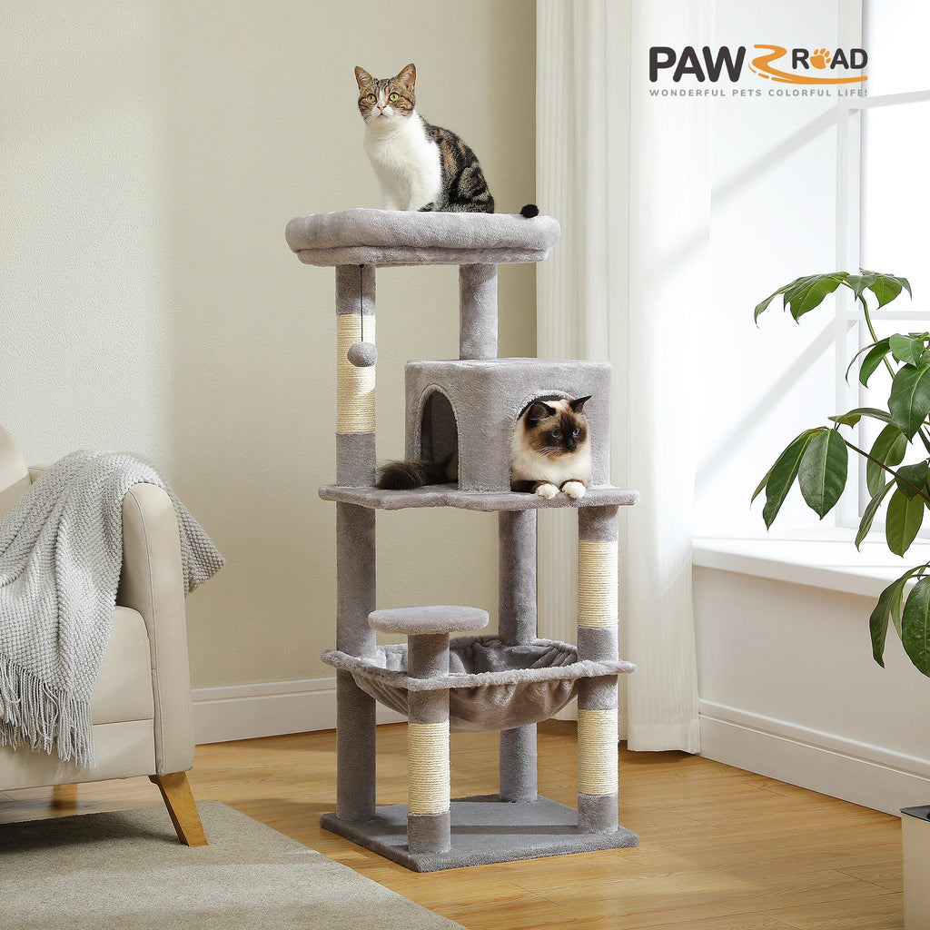 Five-Level Indoor Cat Tower With Hammock, Condo, and Top Perch