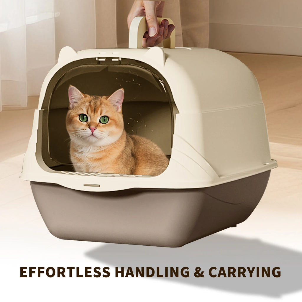 Portable Handheld Cat Litter Box with Open Design and Large Interior