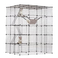 Multi-Tier Cat Enclosure with Hammock, Ramps, and Front Doors