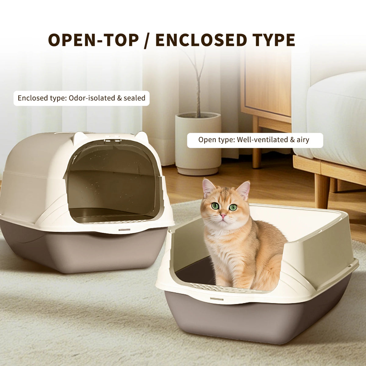 Portable Handheld Cat Litter Box with Open Design and Large Interior
