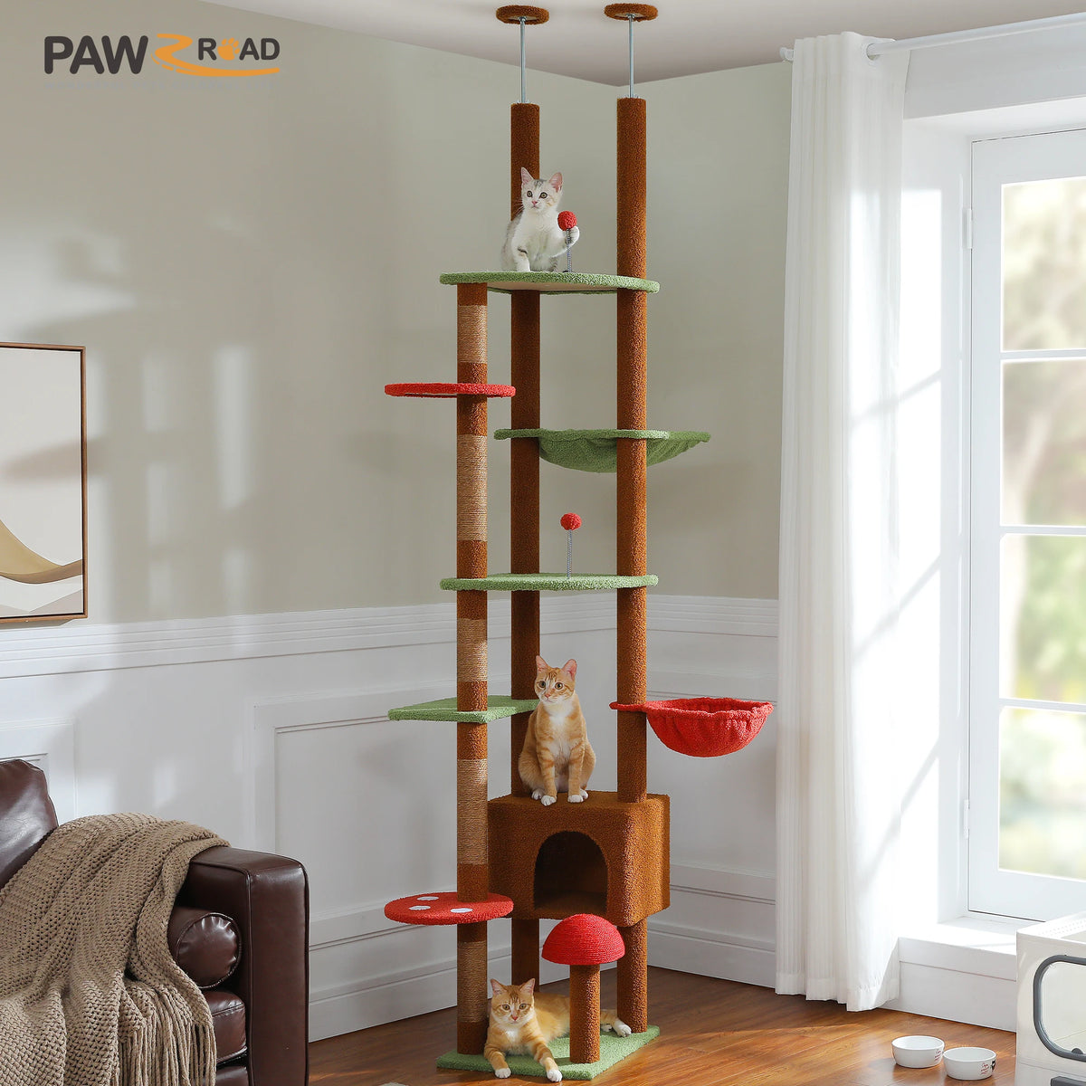 Cactus-Design Floor-to-Ceiling Cat Tower for Multi-Cat Homes