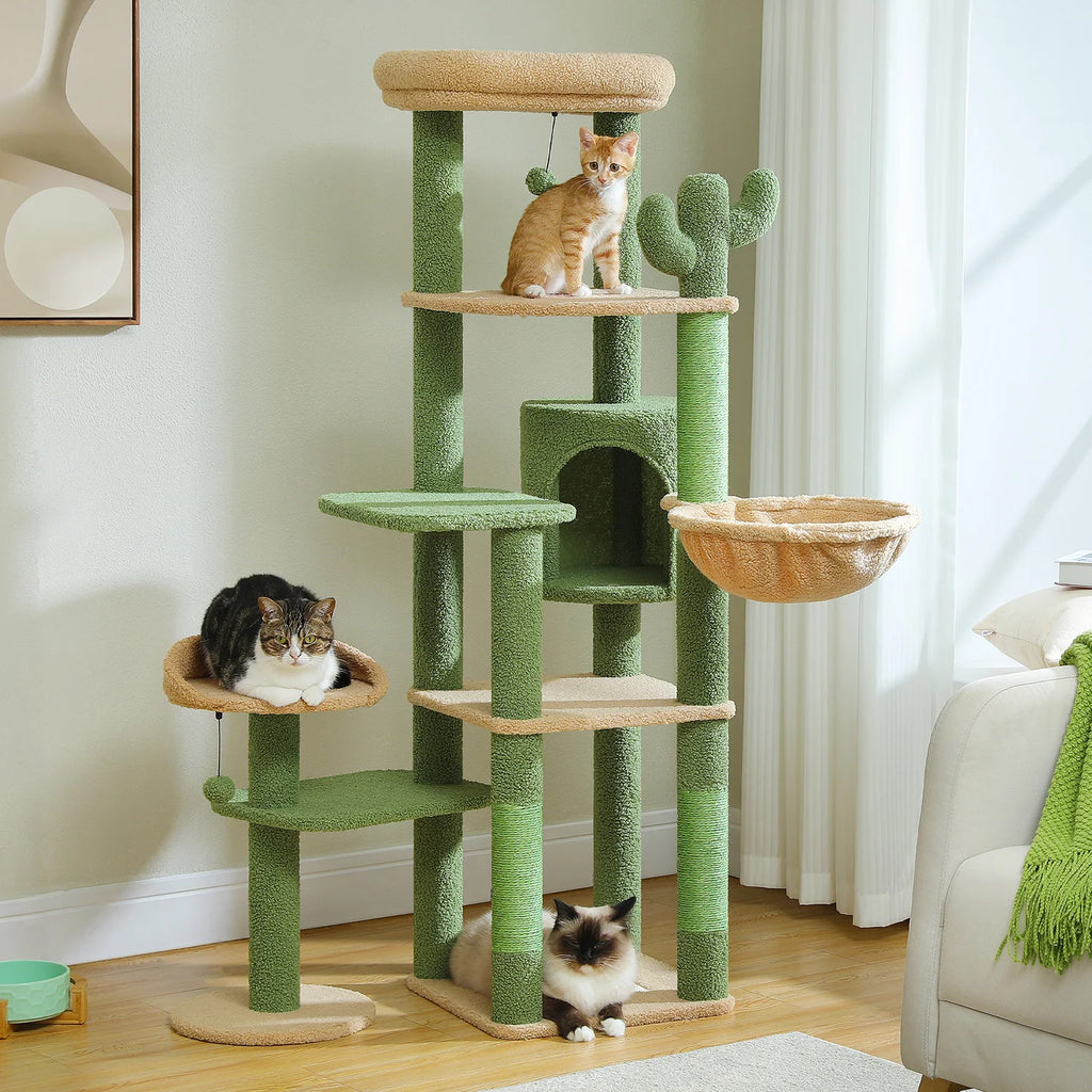 Multi-Level Indoor Cat Tree with Condo, Hammock, and Scratching Post