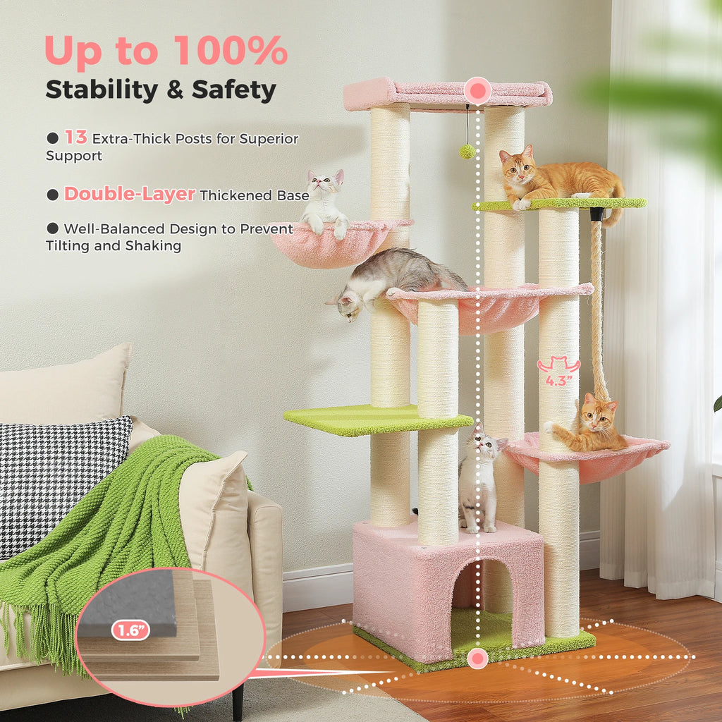 Multi-Level Cat Tree Built for Large Cats and Multi-Cat Homes