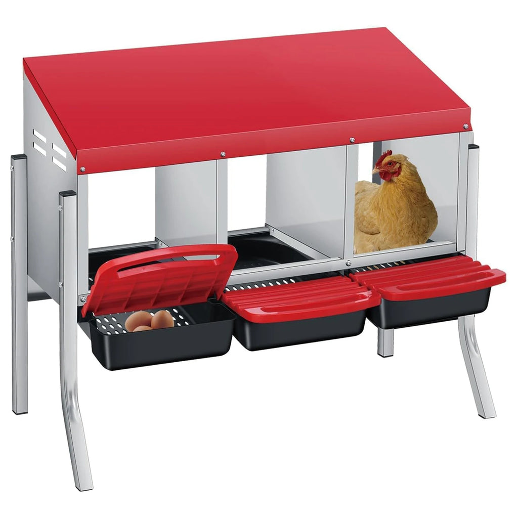 Wall-Mount or Freestanding Poultry Nesting Box with Roll-Out Egg Tray