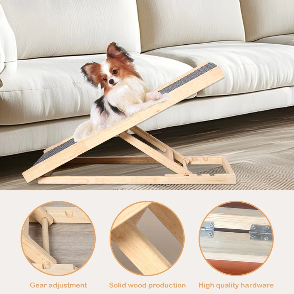 Height-Adjustable Folding Pet Ramp for Beds, Sofas, and Vehicles