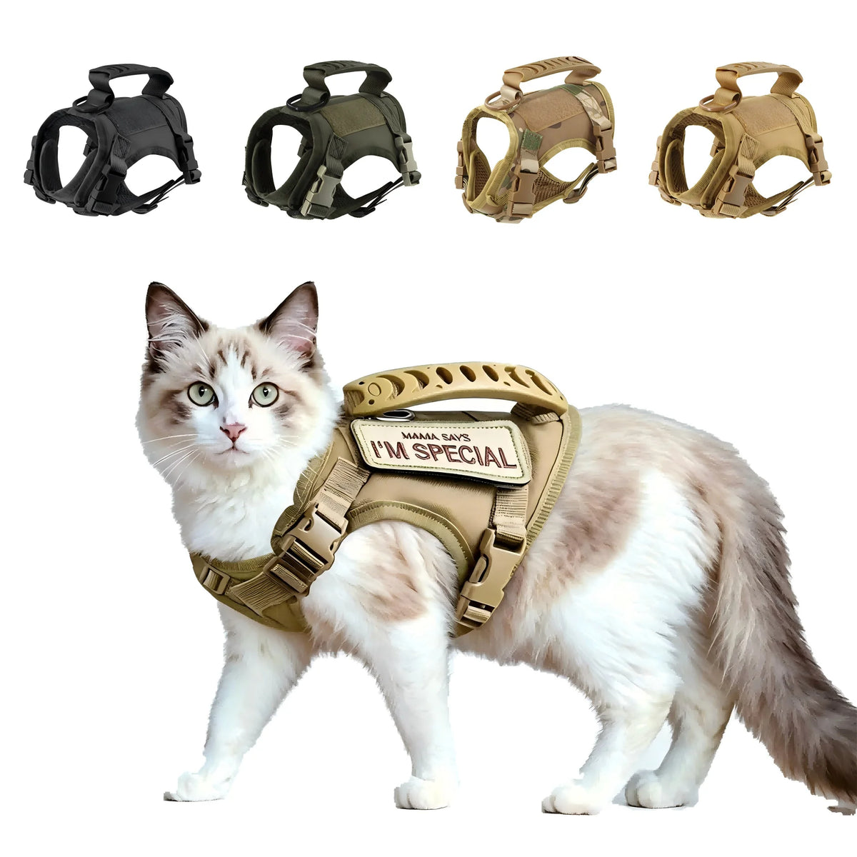 Adjustable Cat Vest Harness with Enclosed Ring and Air Cushion Support