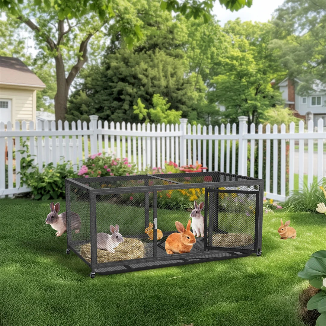 Wheeled Chicken Coop with water-ready Cover and Slide-Out Tray