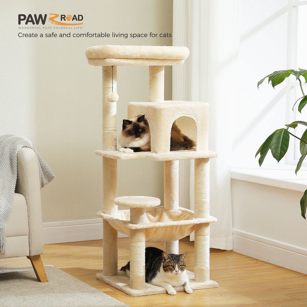 Five-Level Indoor Cat Tower With Hammock, Condo, and Top Perch