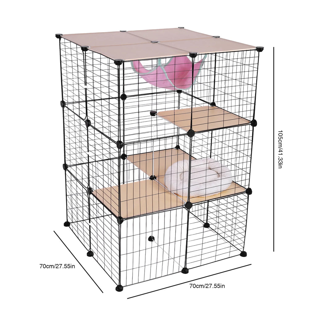 3-Tier Indoor Cat Enclosure with Hammock and Bed