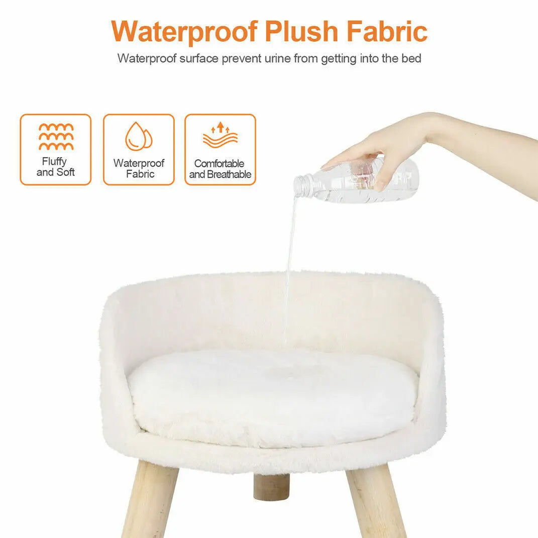 Cozy Cat Bed with Removable Cushion and Anti-Slip Legs