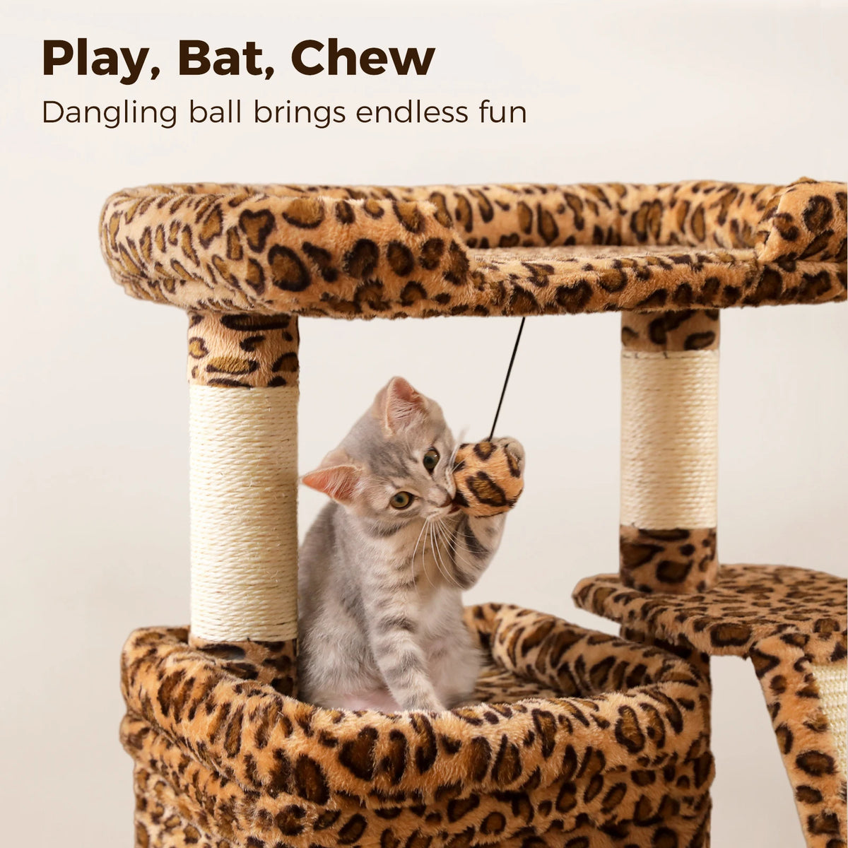 Small Indoor Cat Tower with Sisal Scratching Posts and Wide Top Perch