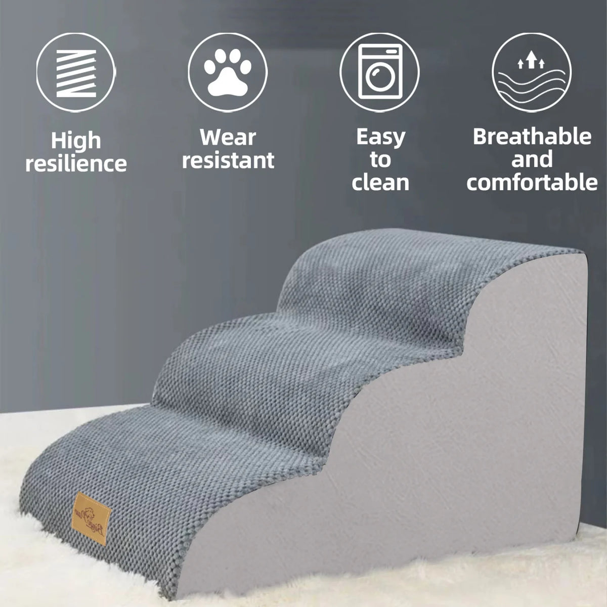 Curved Dog Stairs with Removable Cover for Sofa and Bed