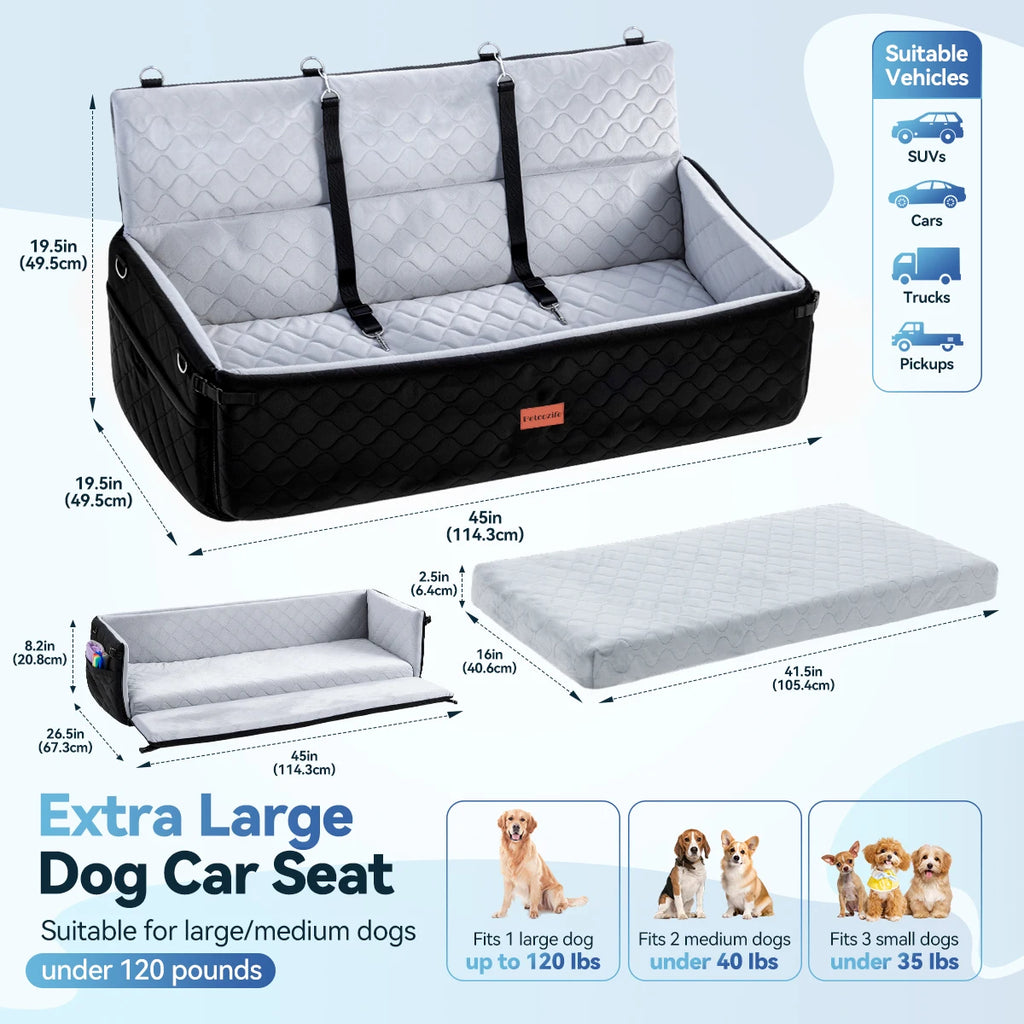 Extra Large Dog Car Seat That Converts to a Travel Bed