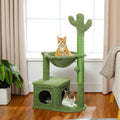 Cactus-Shaped Cat Tower with Condo, Hammock, and Scratching Post