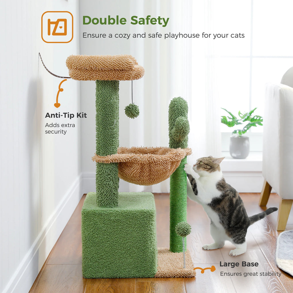 4-in-1 Indoor Cat Tower with Condo, Hammock, and Sisal Scratching Post