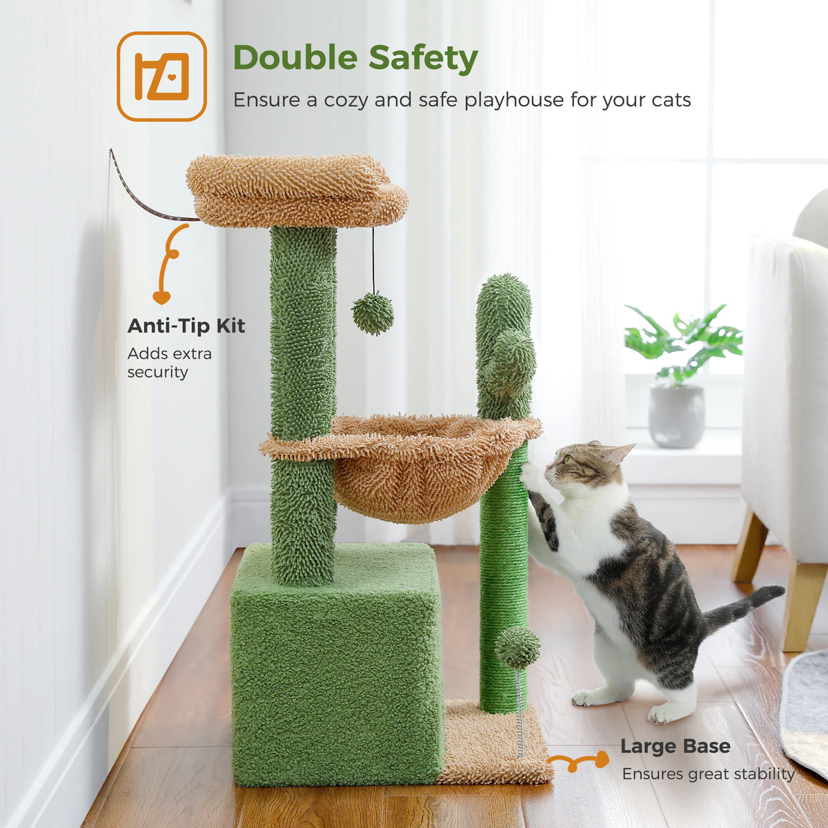 4-in-1 Indoor Cat Tower with Condo, Hammock, and Sisal Scratching Post