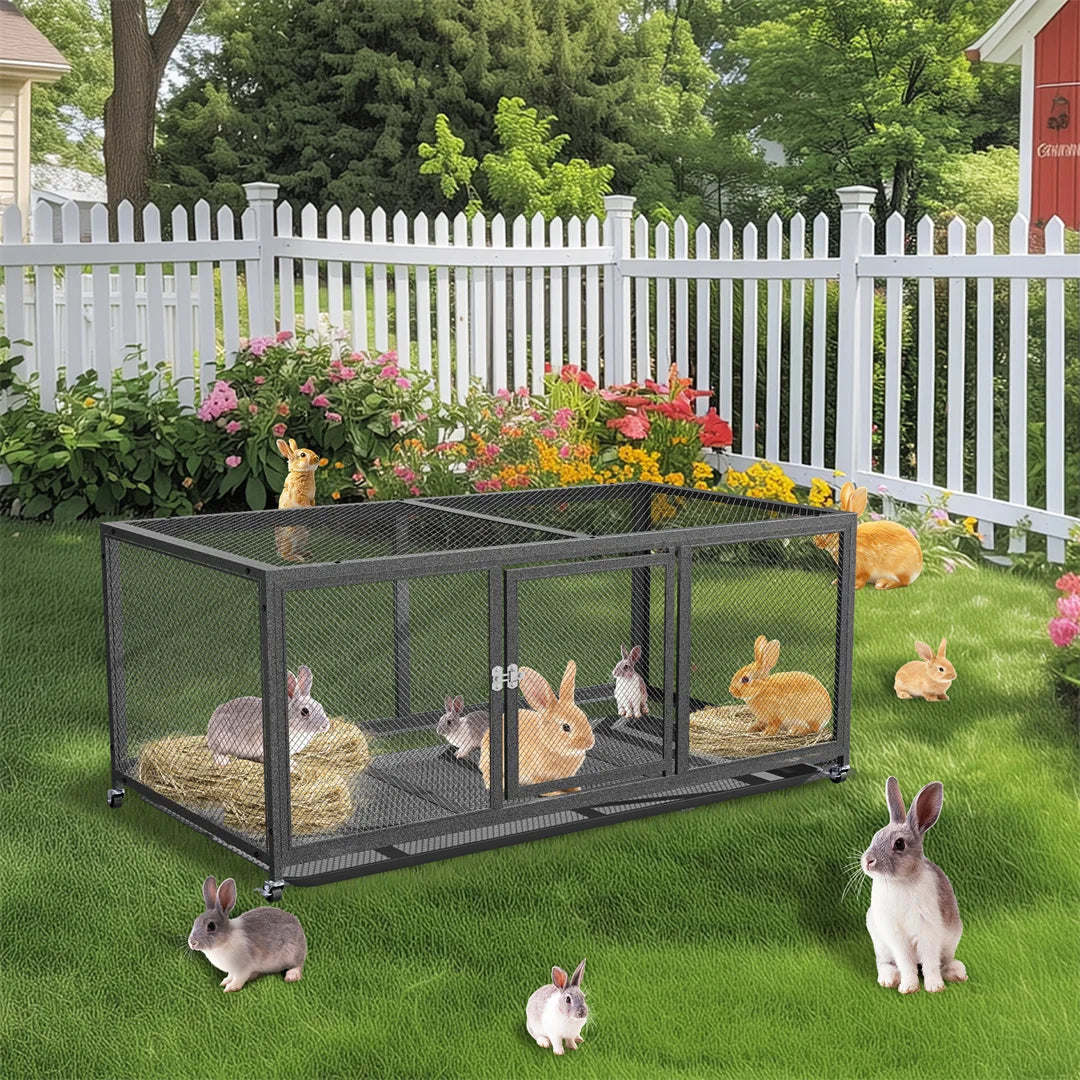 Wheeled Chicken Coop with water-ready Cover and Slide-Out Tray