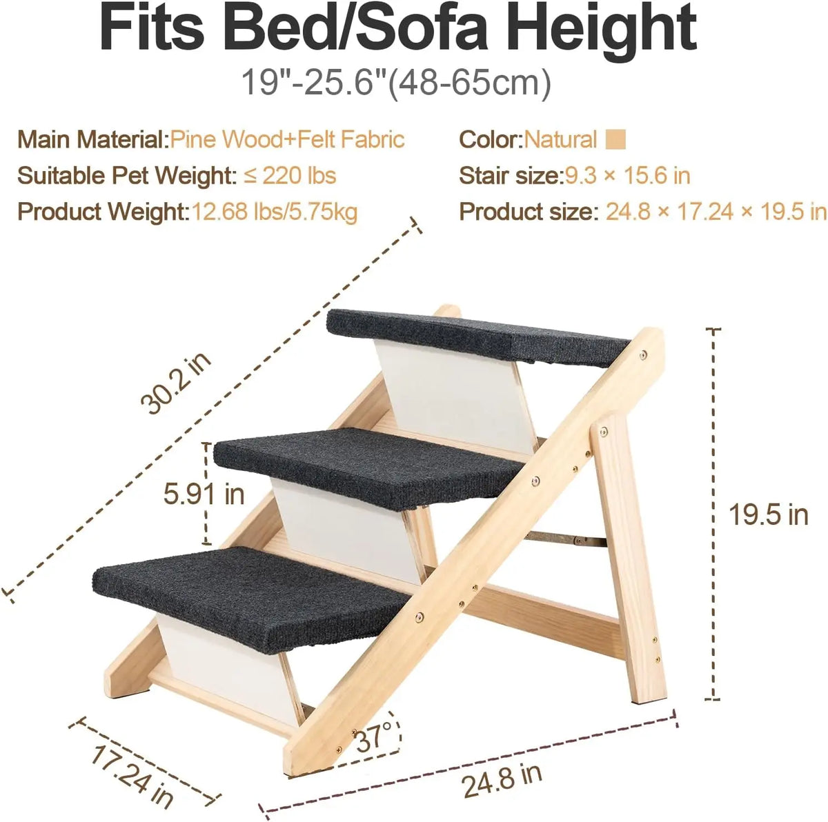 Foldable Pet Stairs and Ramp with Three Modes for Small Pets