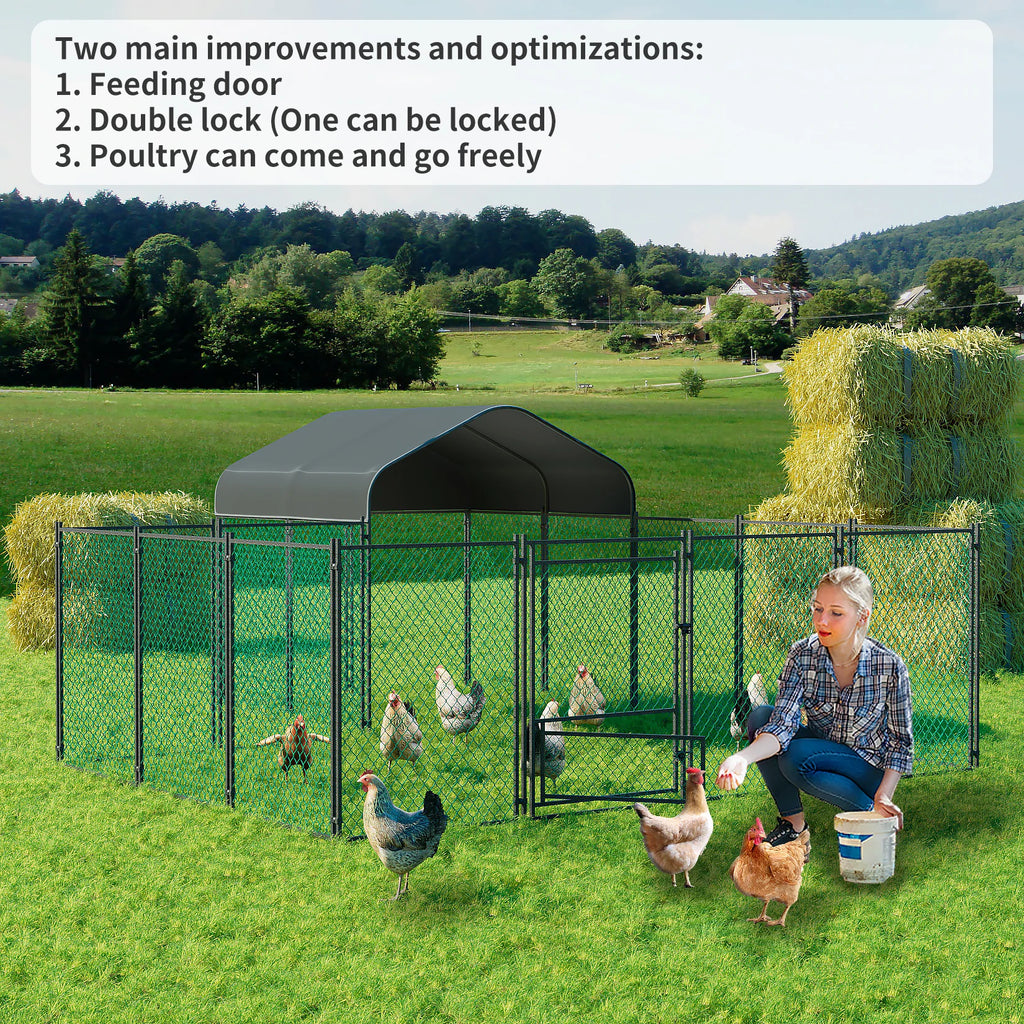 Outdoor Walk-In Poultry Enclosure with Gate and water-ready Cover