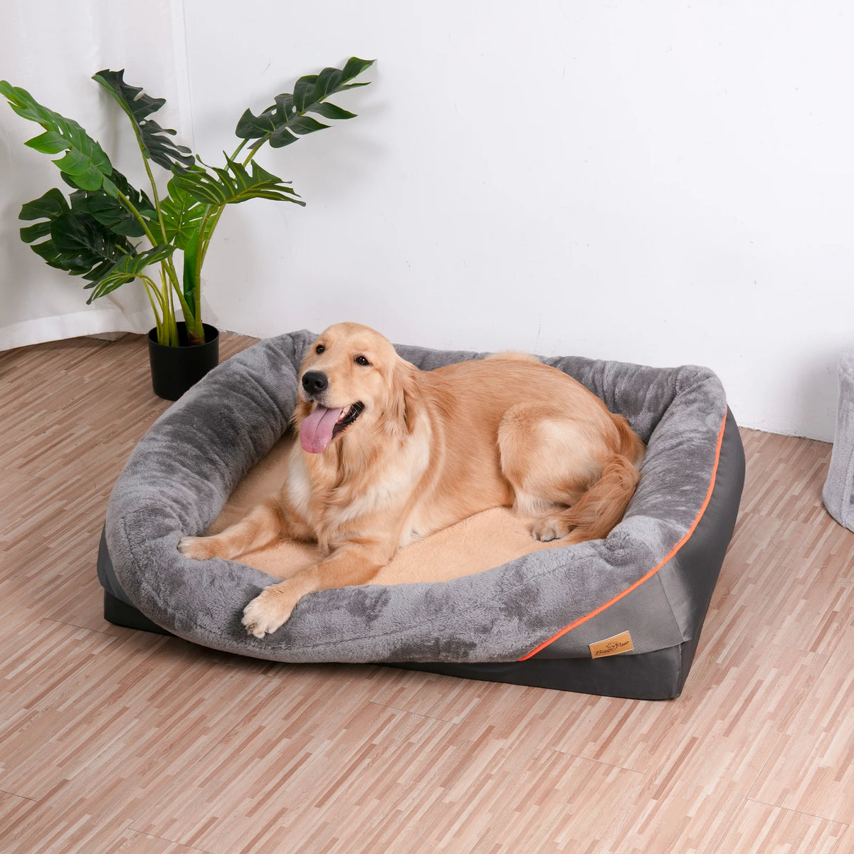 Super Soft Foam Dog Bed with Padded Bolster and Removable Cover