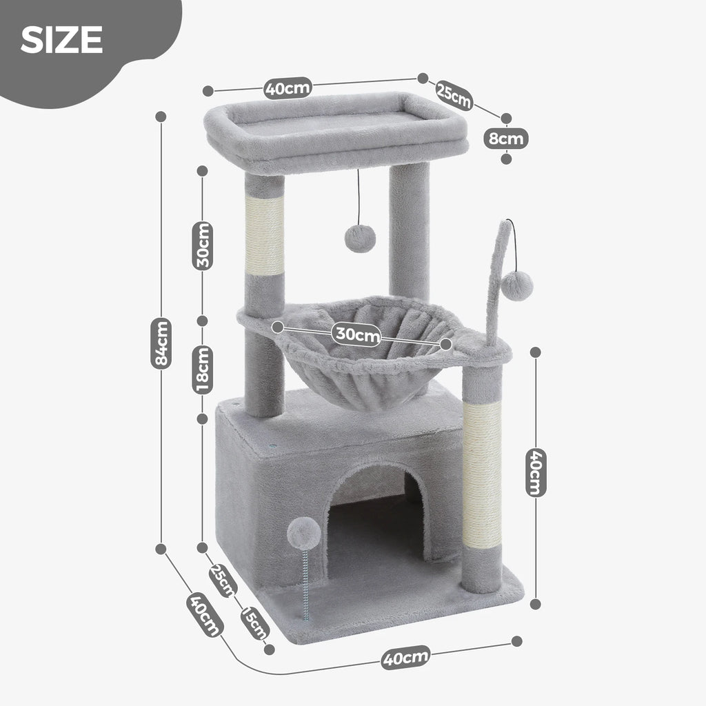 4-in-1 Indoor Cat Tower with Condo, Hammock, and Sisal Scratching Post