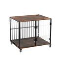 Furniture-Style Dog Kennel with Side Table and Lockable Wheels