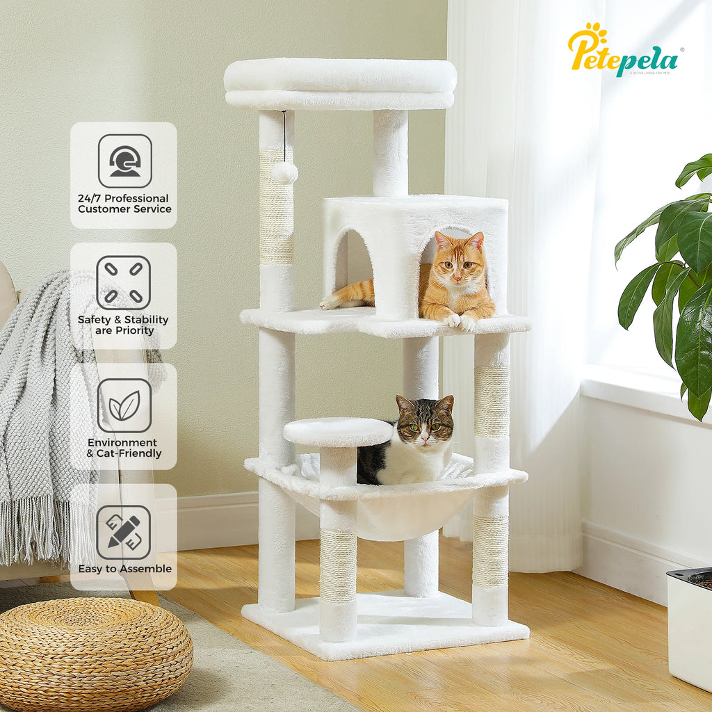 Five-Level Indoor Cat Tower With Hammock, Condo, and Top Perch