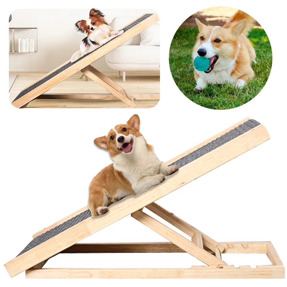 Height-Adjustable Folding Pet Ramp for Beds, Sofas, and Vehicles
