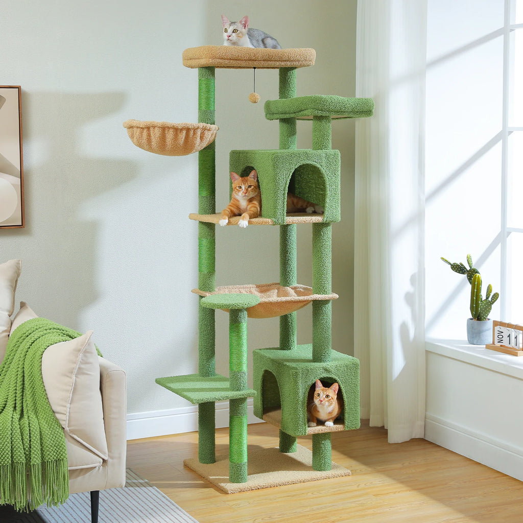 Multi-Level Cat Tower with Condos, Hammock, and Sisal Scratching Posts
