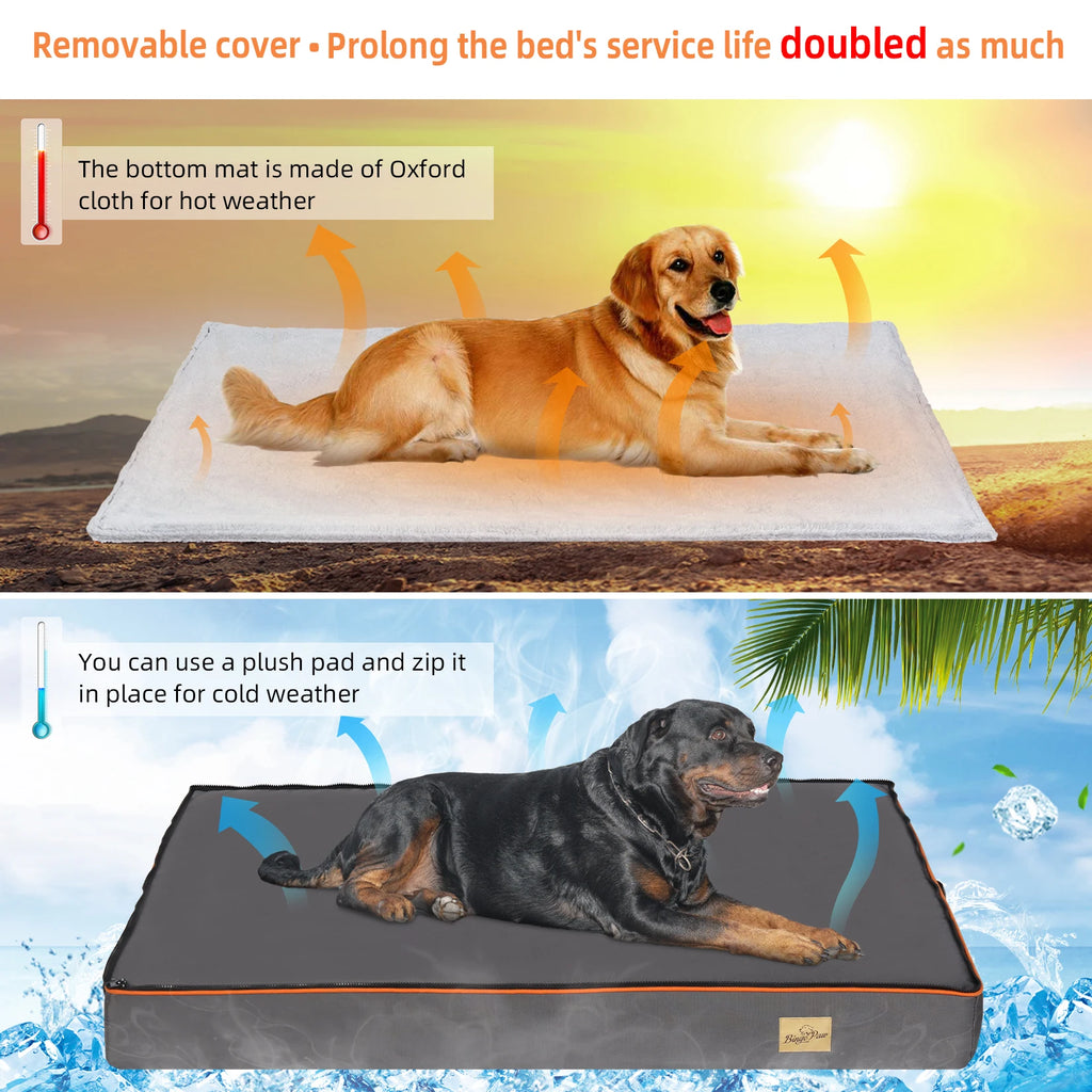 Padded Foam Dog Bed with Washable Cover and Carry Handle