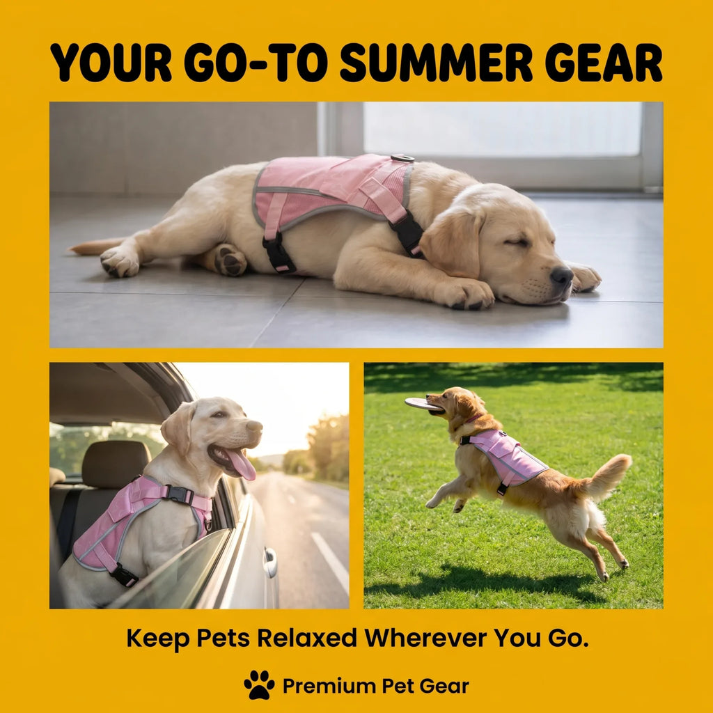 Dog Cooling Vest Harness with Freezer Packs for Hot Weather Walks