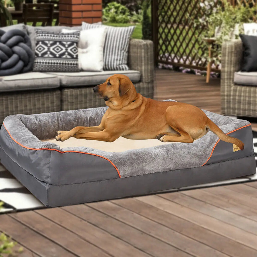 Super Soft Foam Dog Bed with Padded Bolster and Removable Cover