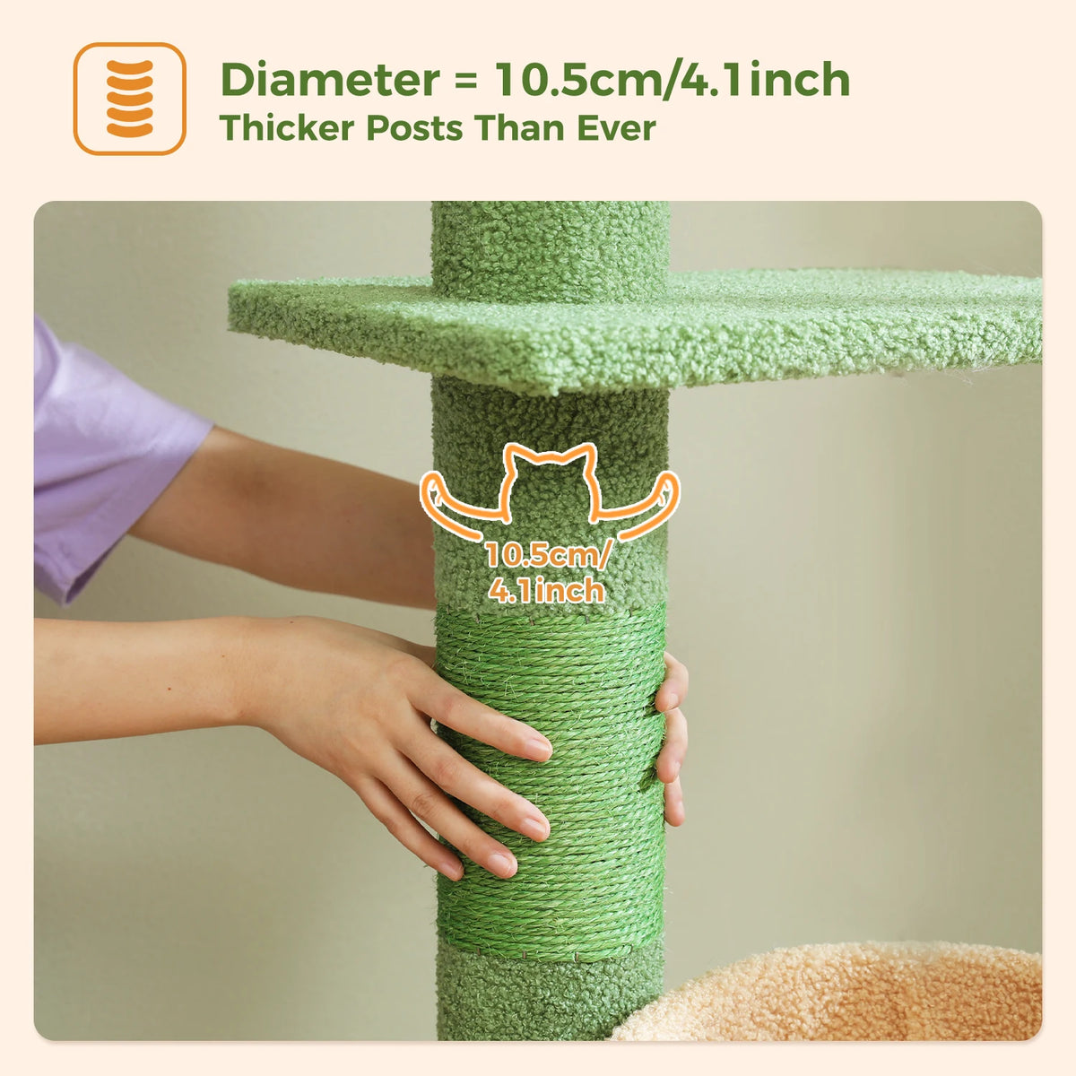 Adjustable Cactus-Shaped Floor-to-Ceiling Cat Tree with Hammock