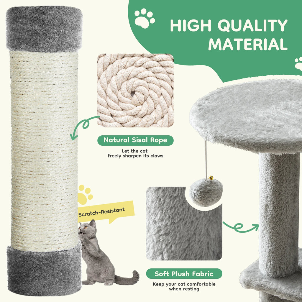 Tall Multi-Cat Climbing Tower with Condo, Hammock, and Scratching Posts
