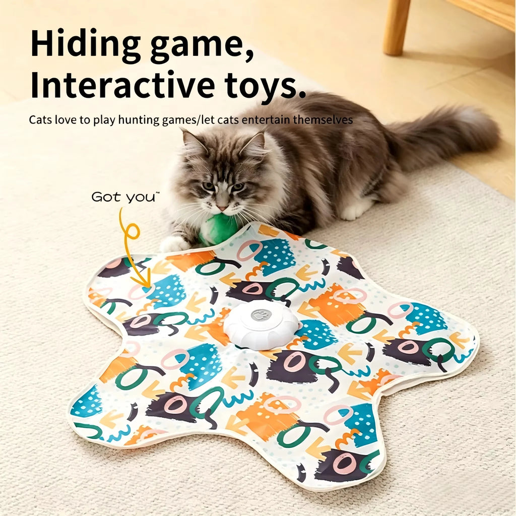 Automatic Hide-and-Seek Moving Feather Cat Toy for Bored Cats