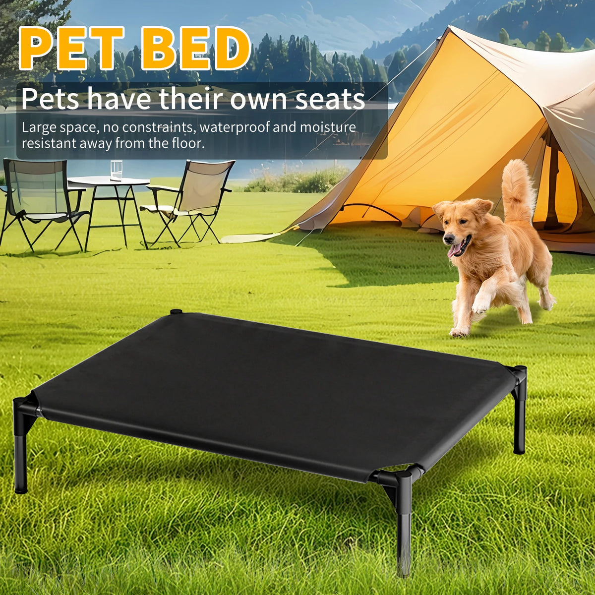Elevated Pet Bed with Breathable Mesh for Indoor and Outdoor Rest