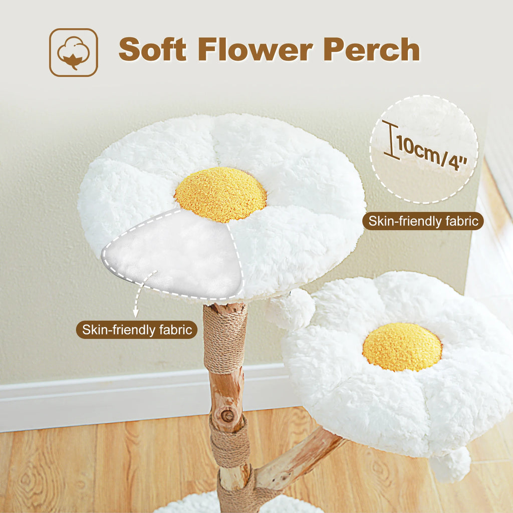 Modern Cat Tower with Two Flower Perches and Sisal Scratching Posts