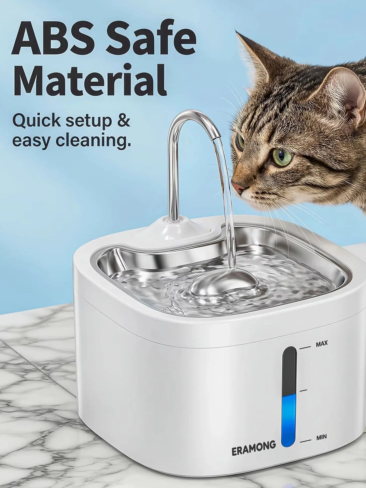 Automatic Pet Water Fountain With Stainless Steel Tray for Cats and Small Dogs