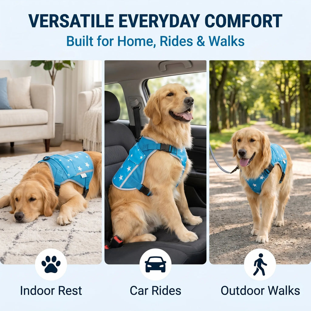 Dog Cooling Vest Harness with Freezer Packs for Hot Weather Walks