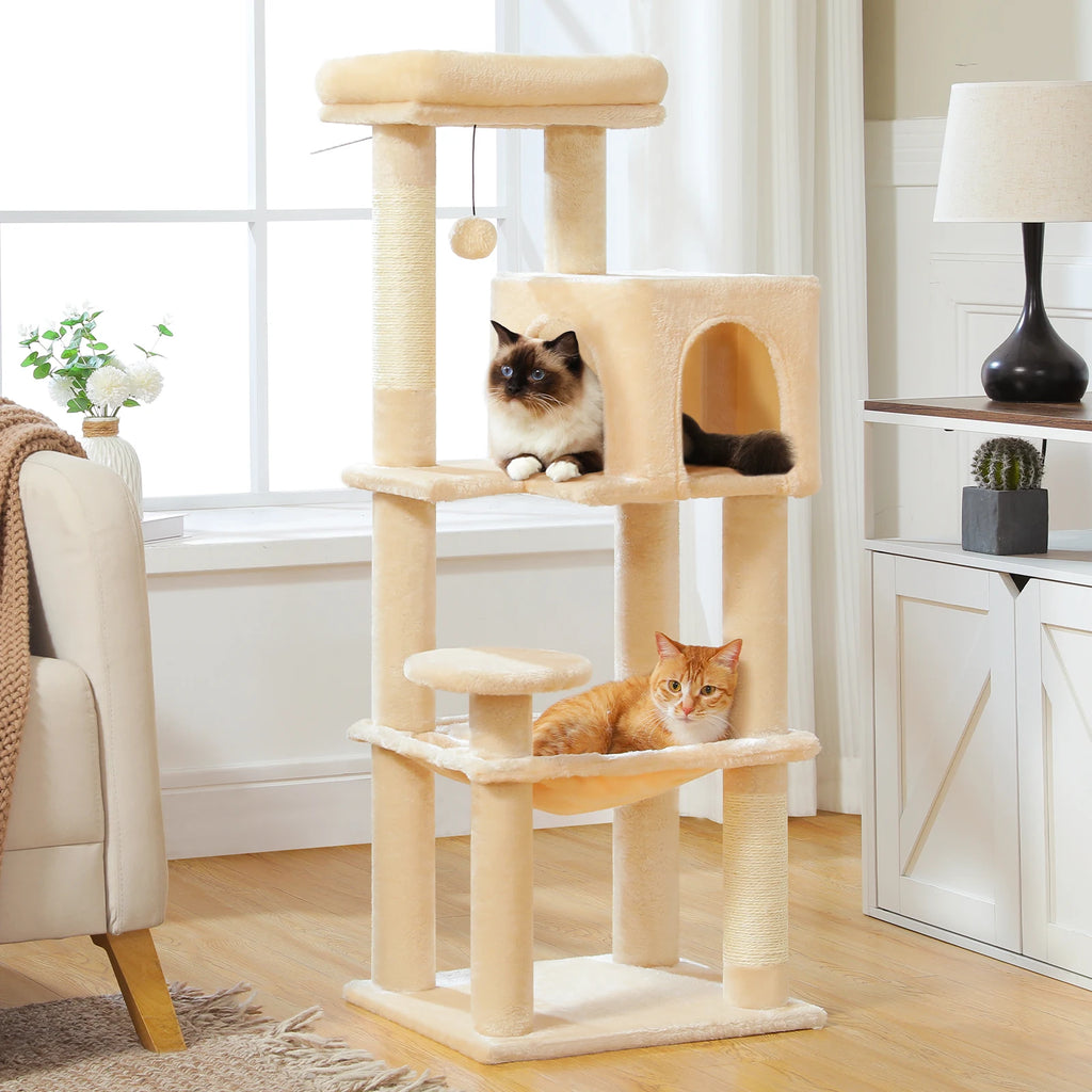 Five-Level Cat Tower with Perch, Condo, Hammock, and Sisal Scratching Posts