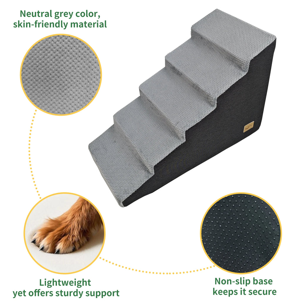 Non-Slip Dog Stairs for High Beds and Sofas with Washable Cover