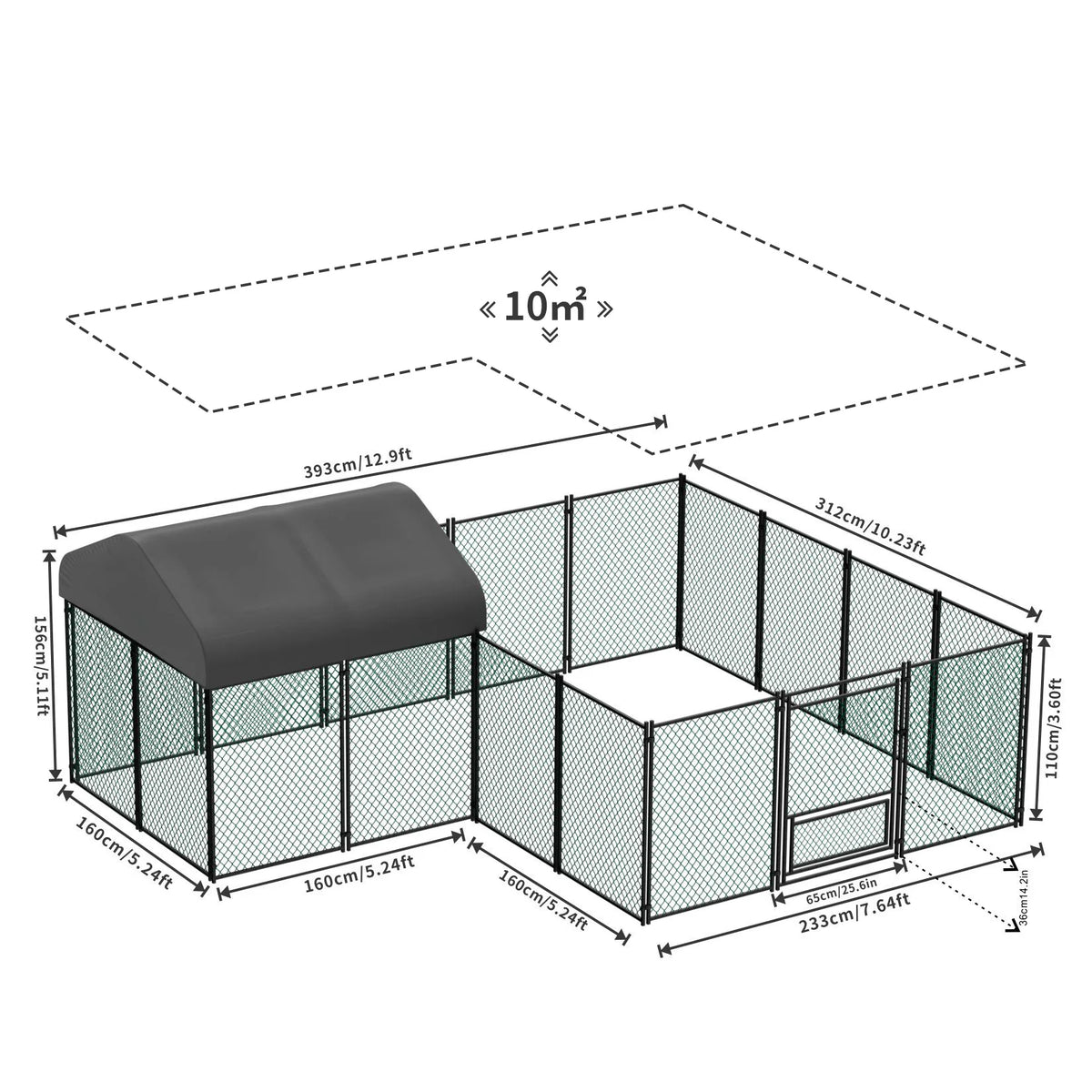 Outdoor Walk-In Poultry Enclosure with Gate and water-ready Cover